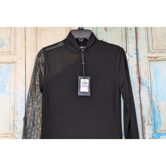 DKNY Womens Size XXS Black Polyester Long Sleeves Mock Neck Mini Dress - Picture 5 of 11